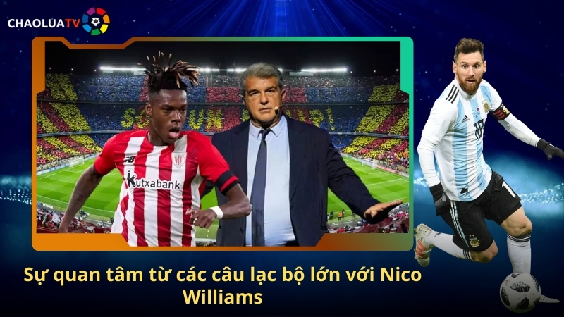 Sự quan tâm từ các câu lạc bộ lớn với Nico Williams